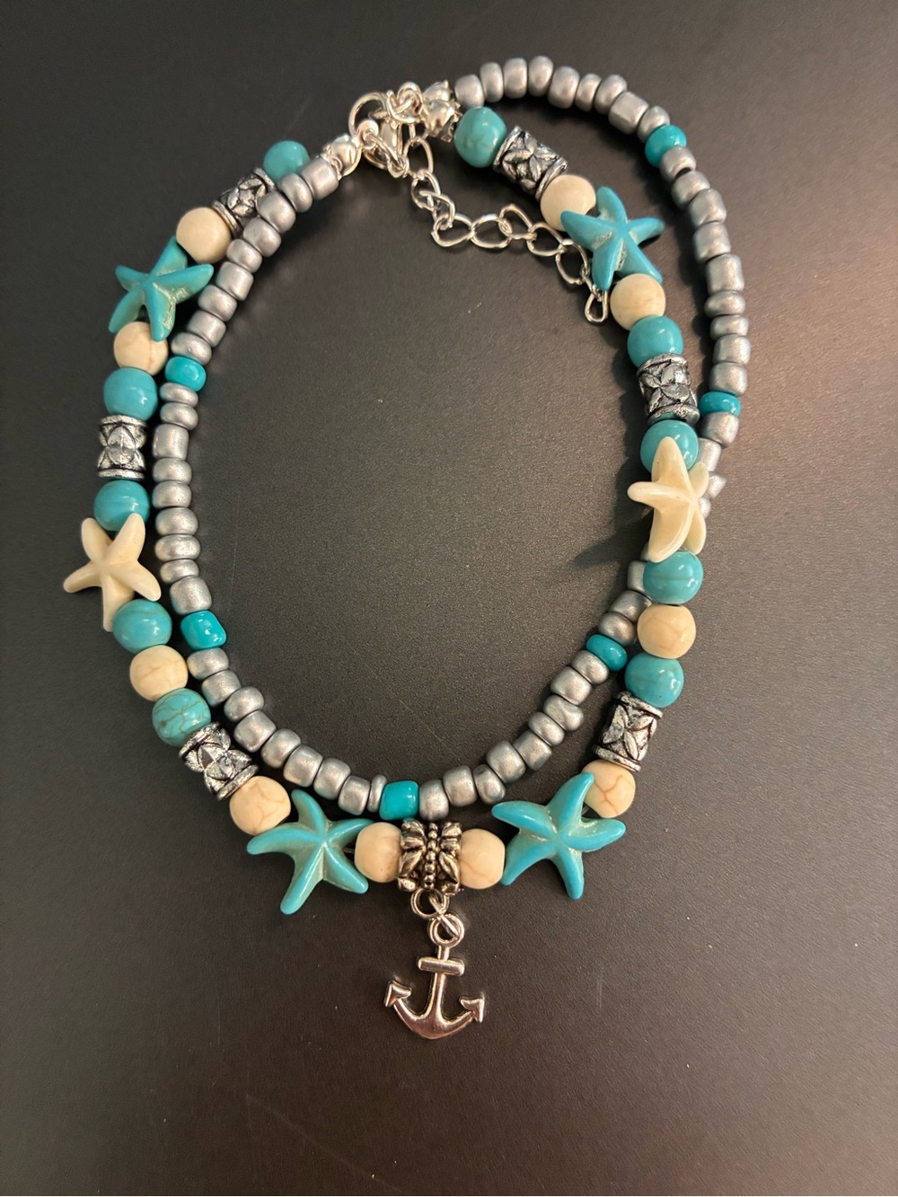Turquoise Starfish Anchor Beaded Necklace - Women Jewelry